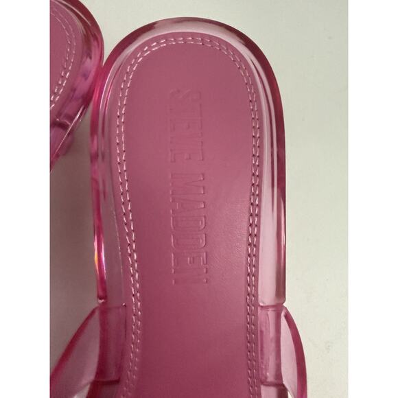 Steve Madden Tracie Thong Women's 6 Jelly Pink Slip On Square Toe Sandal - Picture 3 of 11